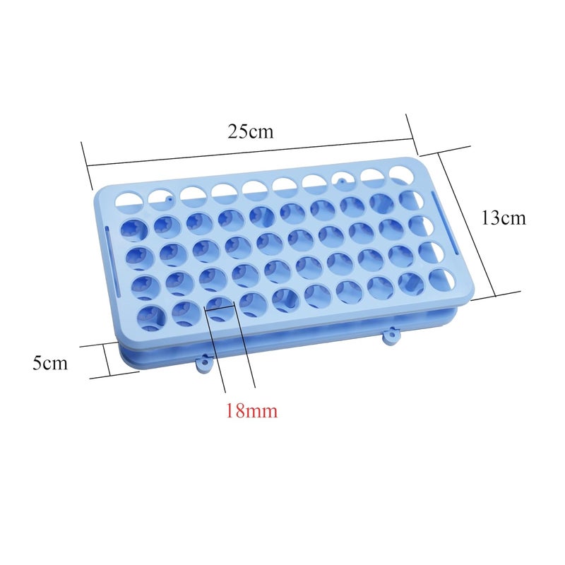 LSVERDE Store 50 Pcs Plastic Clear Test Tubes with Rack, 16 x 100mm Test Tube with Caps and 50 Holes Tubes Rack Set for Scientific Experiments Candy Beads Liquid Spice Seed Storage Party Decorations - Image 3